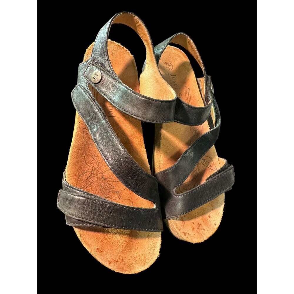 Josef Seibel Women's Black STRAPPY Comfort SANDALS Tonga EU 38